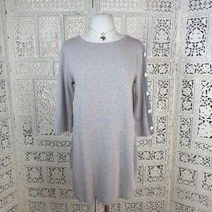 Eleventy Beige Neutral Quarter Sleeve Dress Sz Small Pockets Casual Capsule